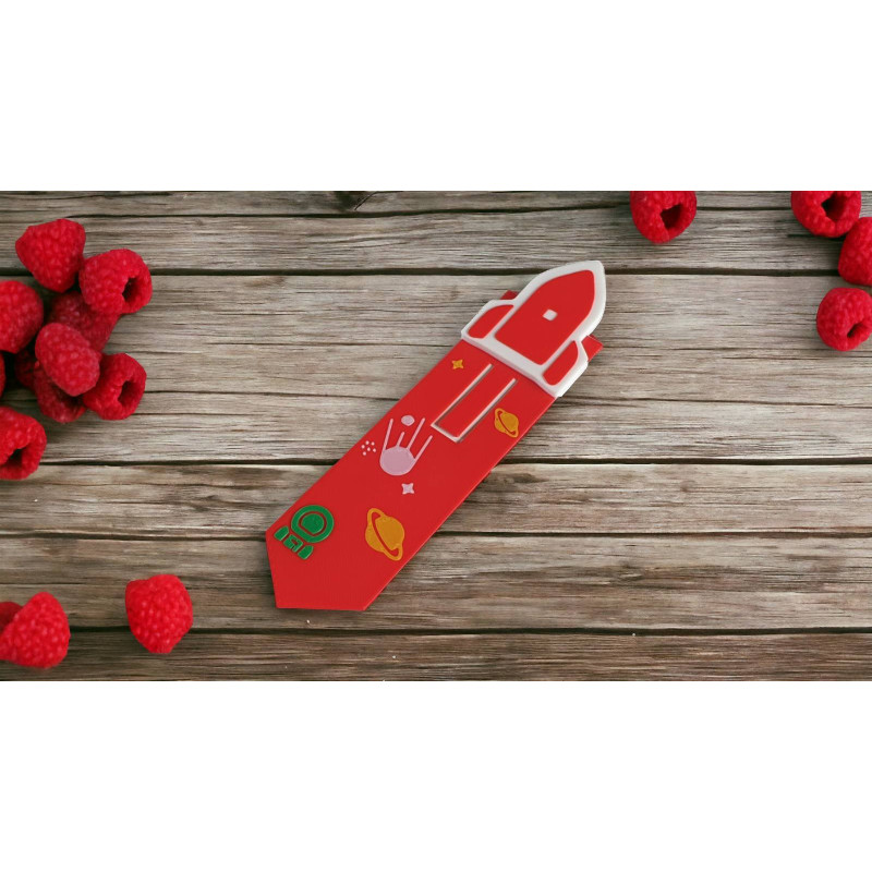 Voňavá záložka do knihy s milým motívom - raketoplán (malina)