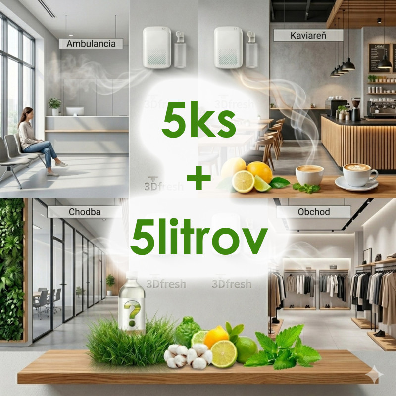 Predaj set 5x difúzer + 5 litrov vonného oleja (5 prevádzok) - mega pack